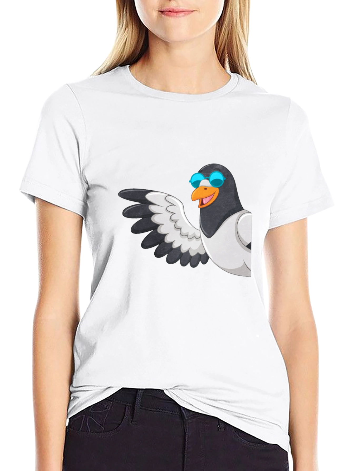Cool Pigeon Graphic Tee - Black Cotton Casual Shirt