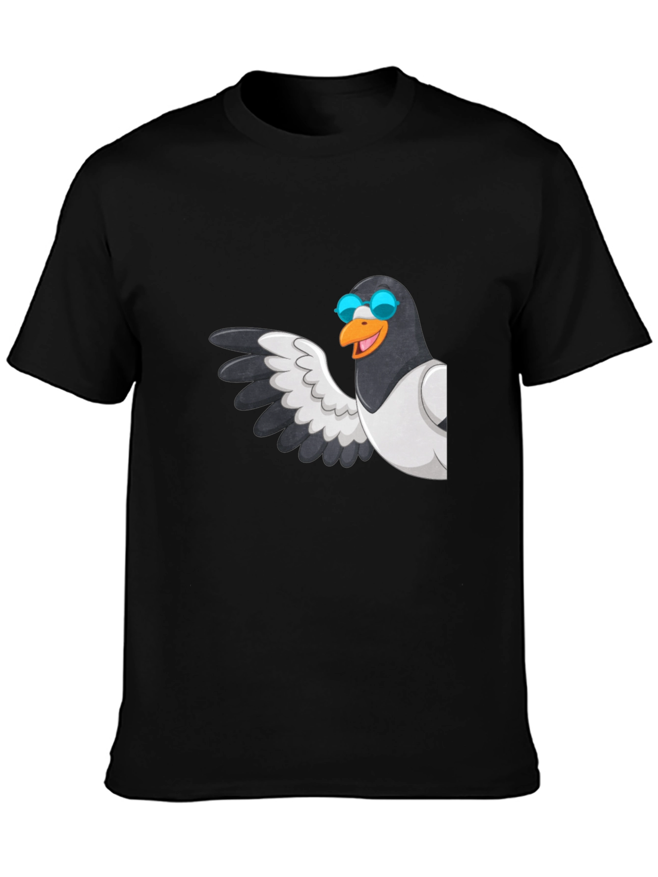 Cool Pigeon Graphic Tee - Black Cotton Casual Shirt
