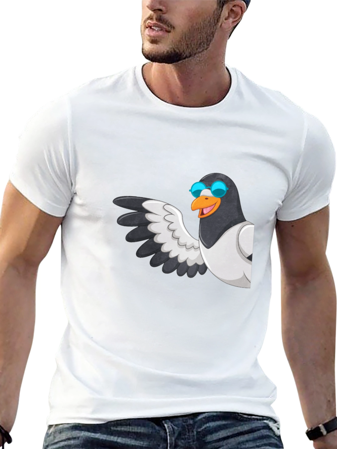 Cool Pigeon Graphic Tee - Black Cotton Casual Shirt