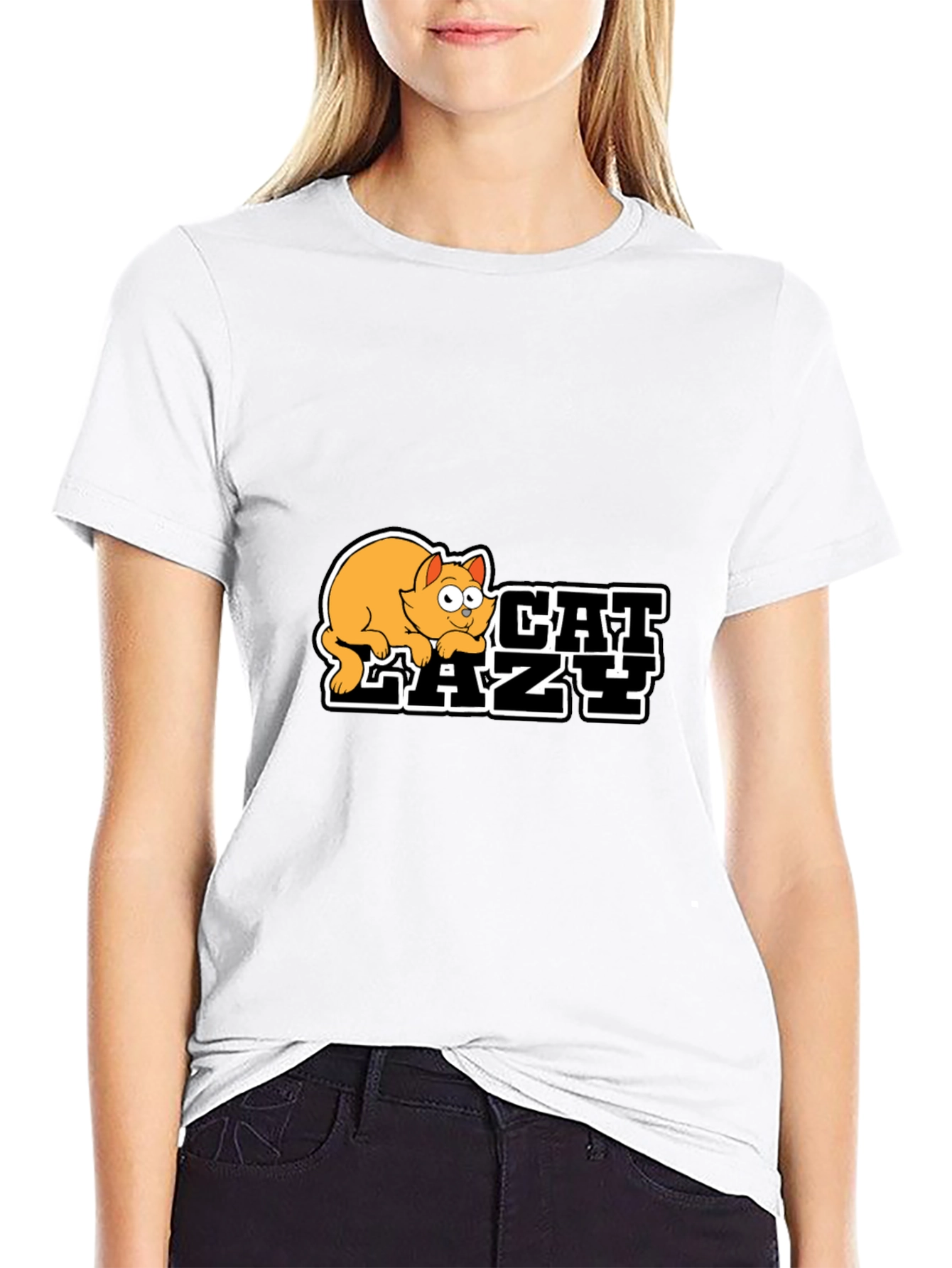 Lazy Cat Graphic Black T-Shirt - Unisex