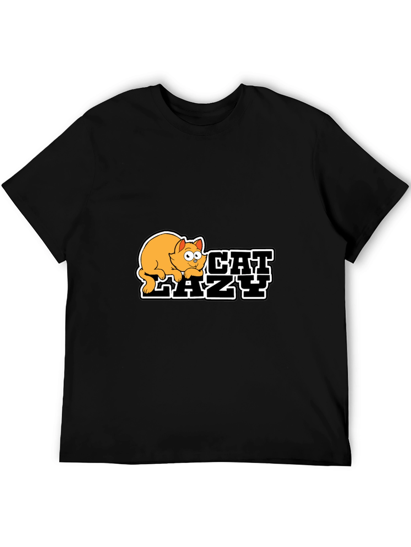 Lazy Cat Graphic Black T-Shirt - Unisex