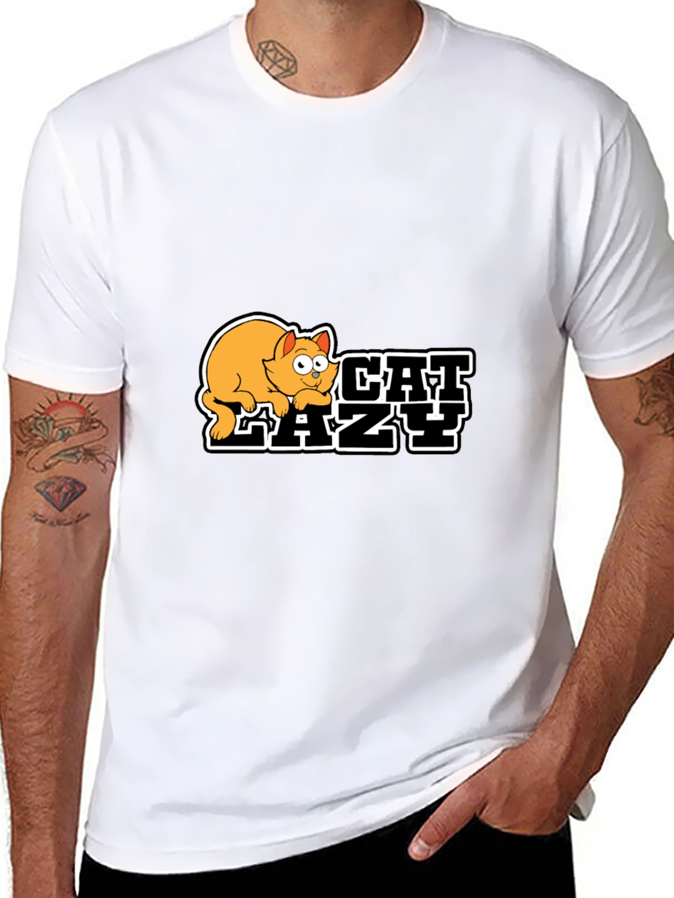 Lazy Cat Graphic Black T-Shirt - Unisex