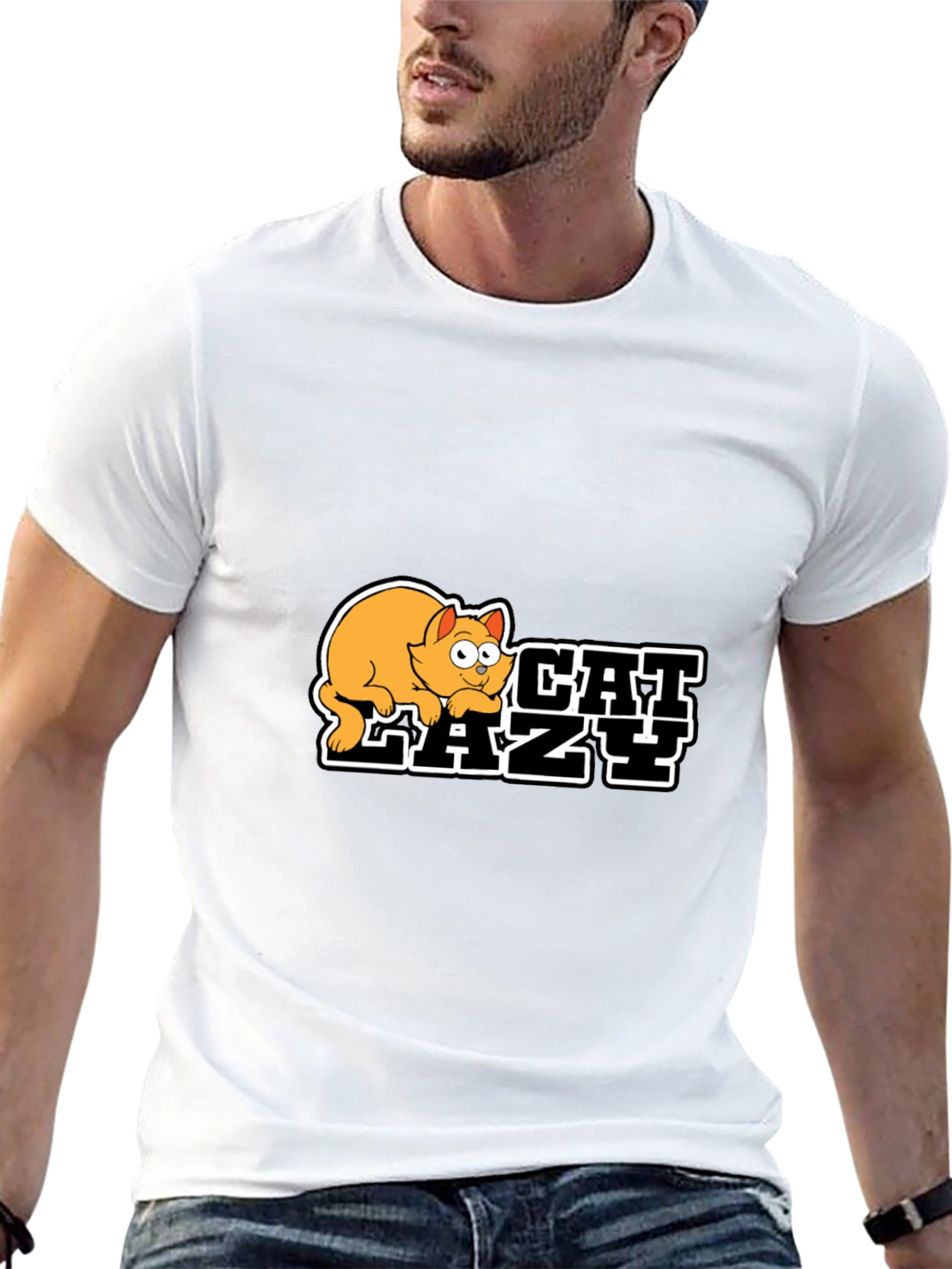 Lazy Cat Graphic Black T-Shirt - Unisex