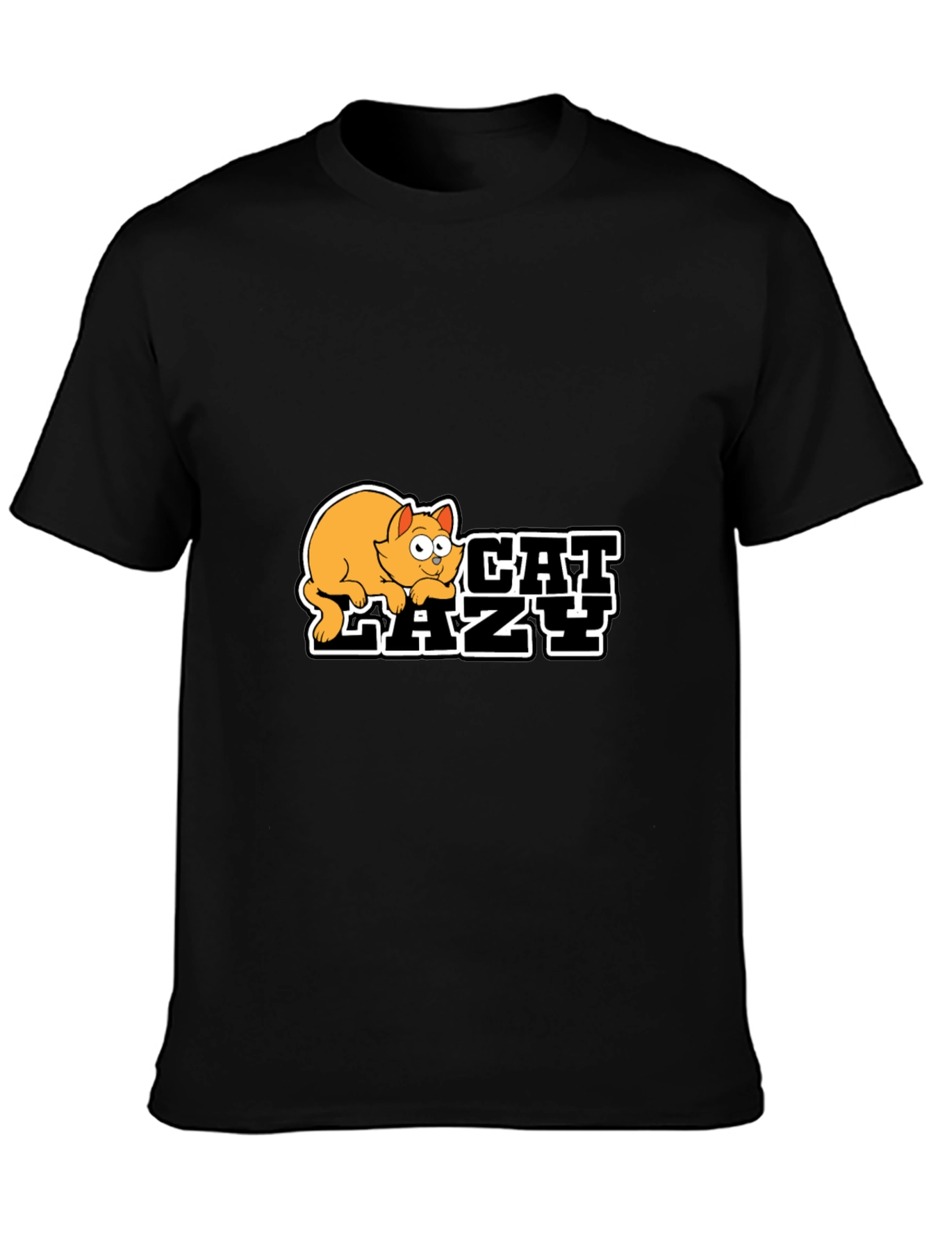 Lazy Cat Graphic Black T-Shirt - Unisex