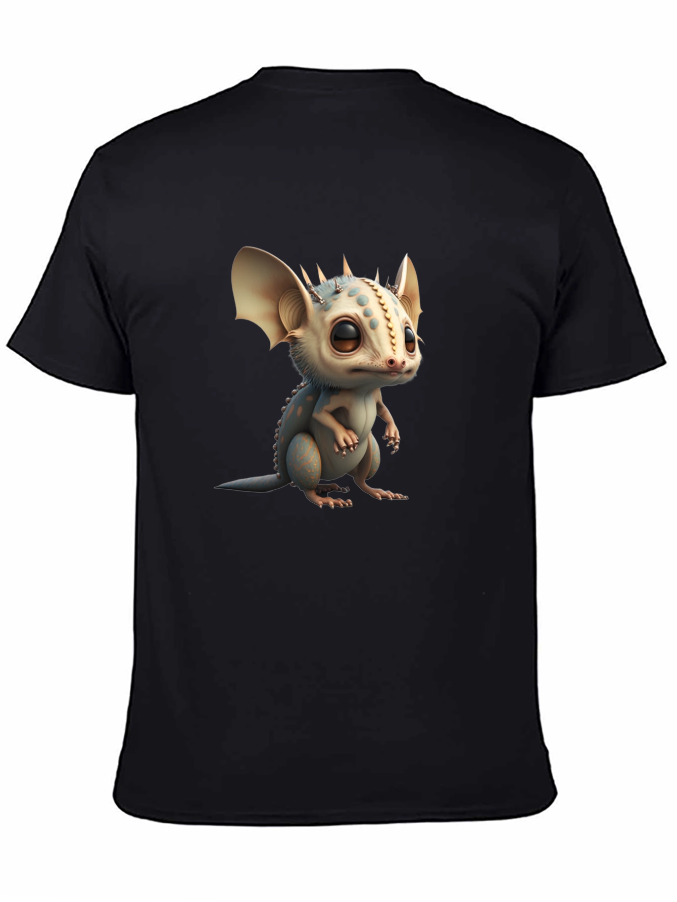 Cute Dragon Graphic Tee - Black Crew Neck