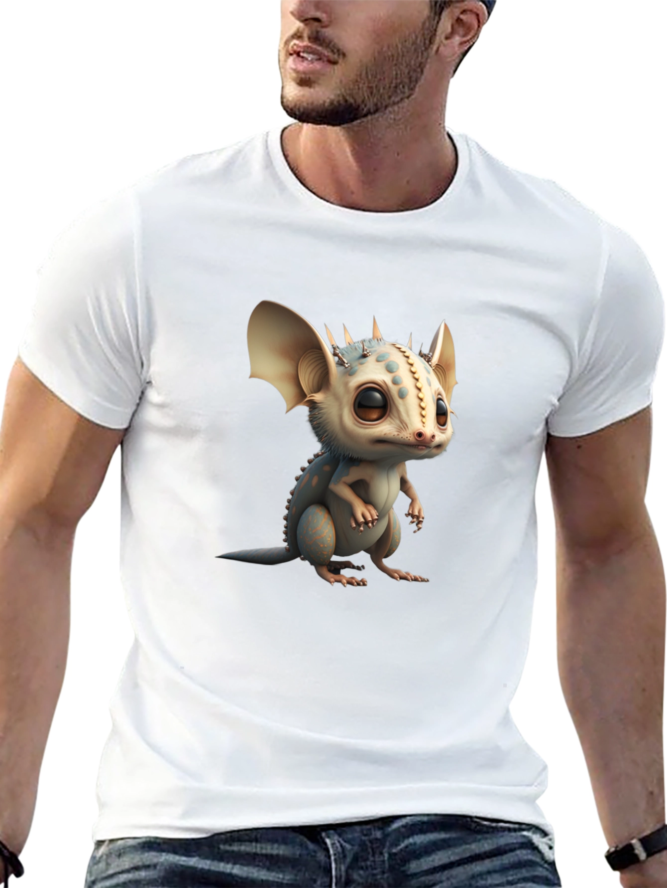 Cute Dragon Graphic Tee - Black Crew Neck