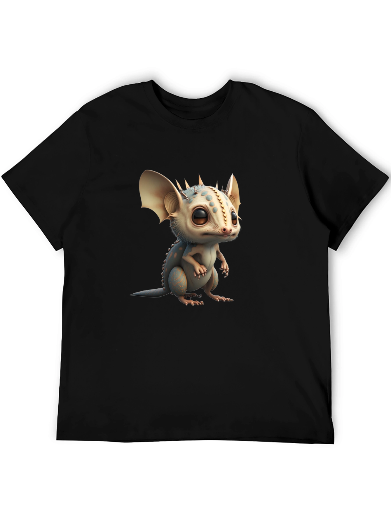 Cute Dragon Graphic Tee - Black Crew Neck