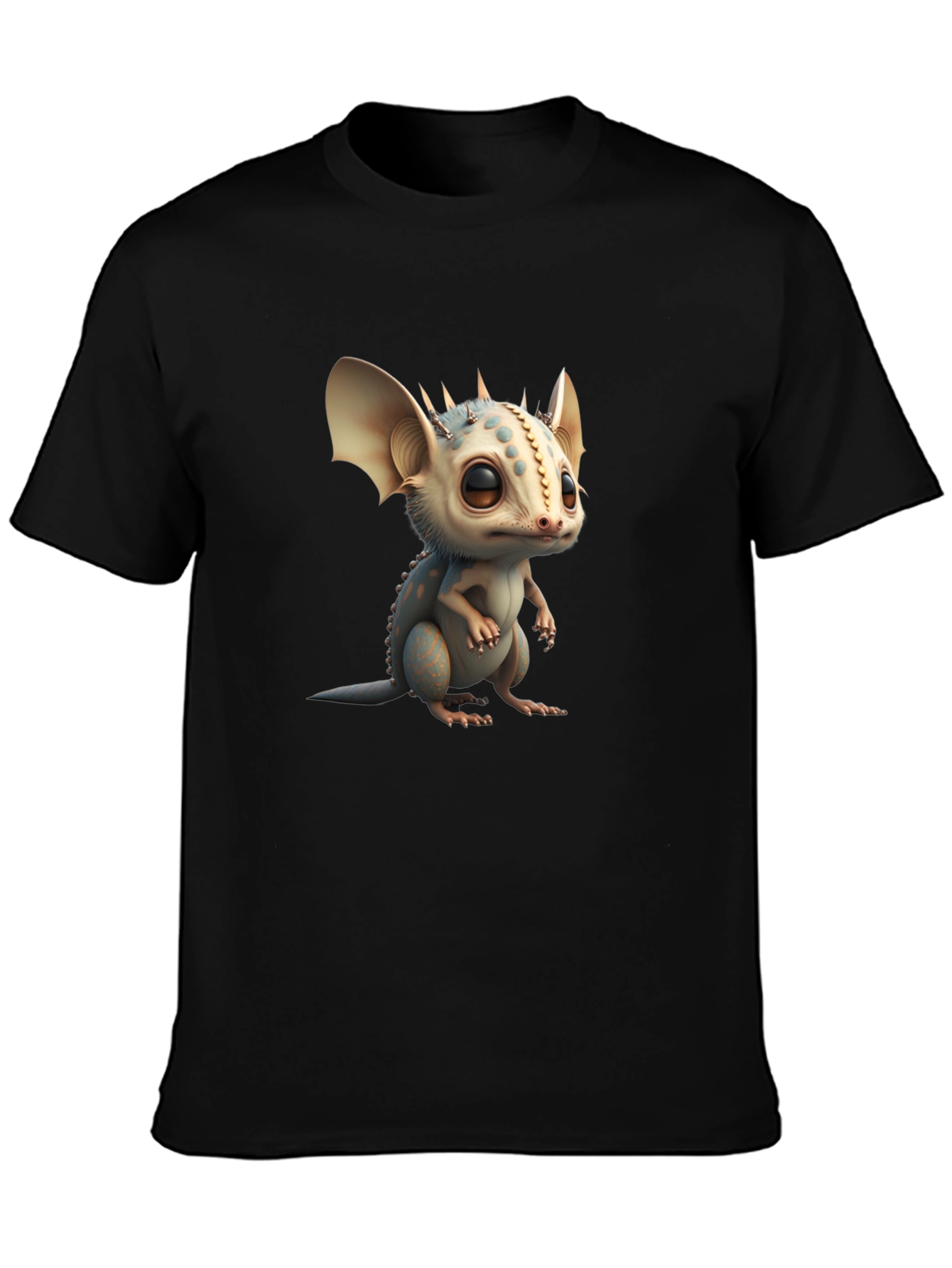 Cute Dragon Graphic Tee - Black Crew Neck