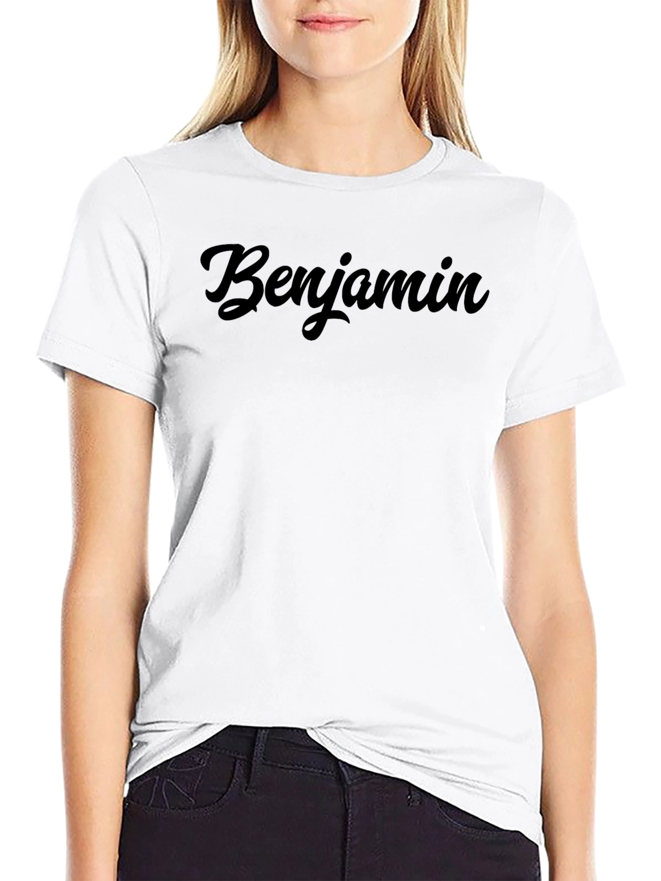 Personalized Benjamin Script Black T-Shirt