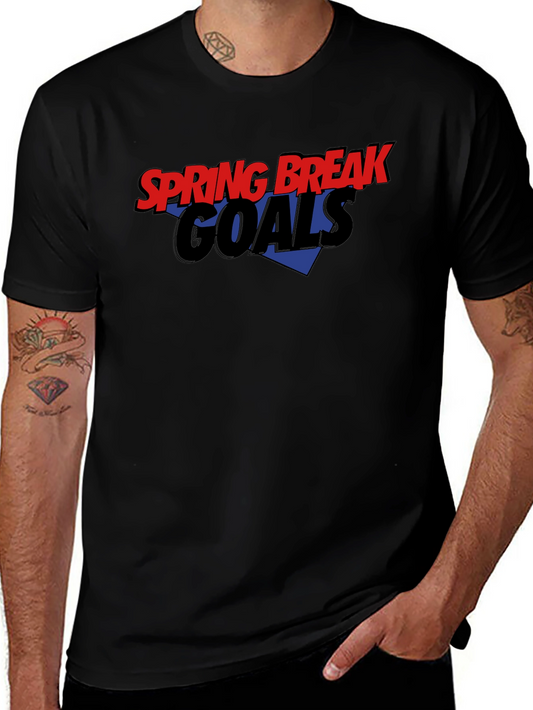 Spring Break Goals Black Graphic T-Shirt