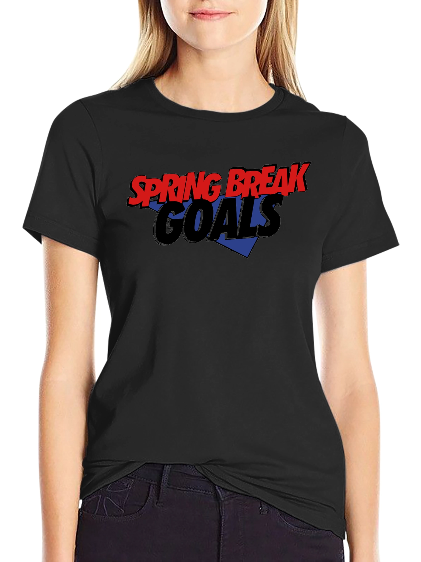 Spring Break Goals Black Graphic T-Shirt
