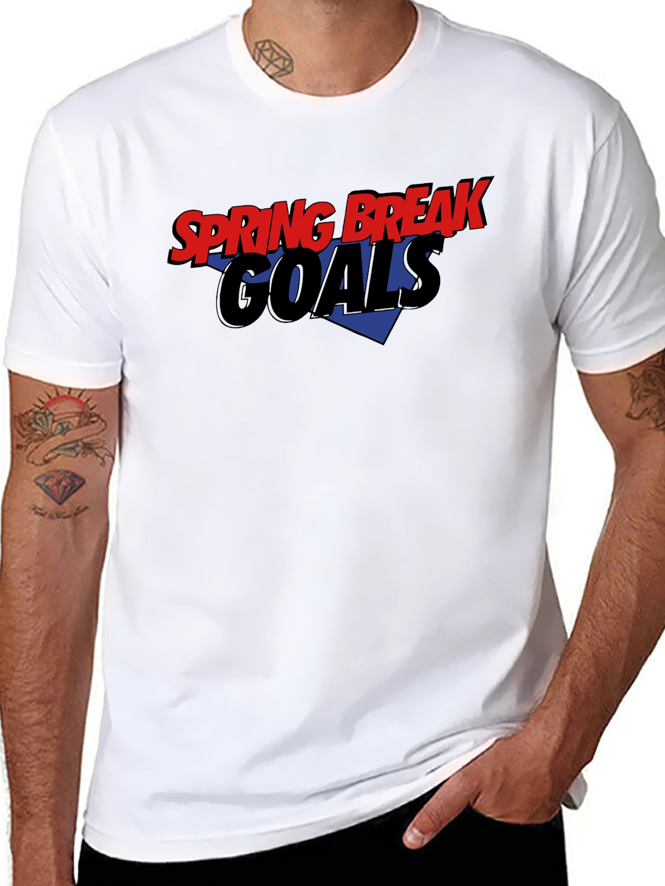 Spring Break Goals Black Graphic T-Shirt