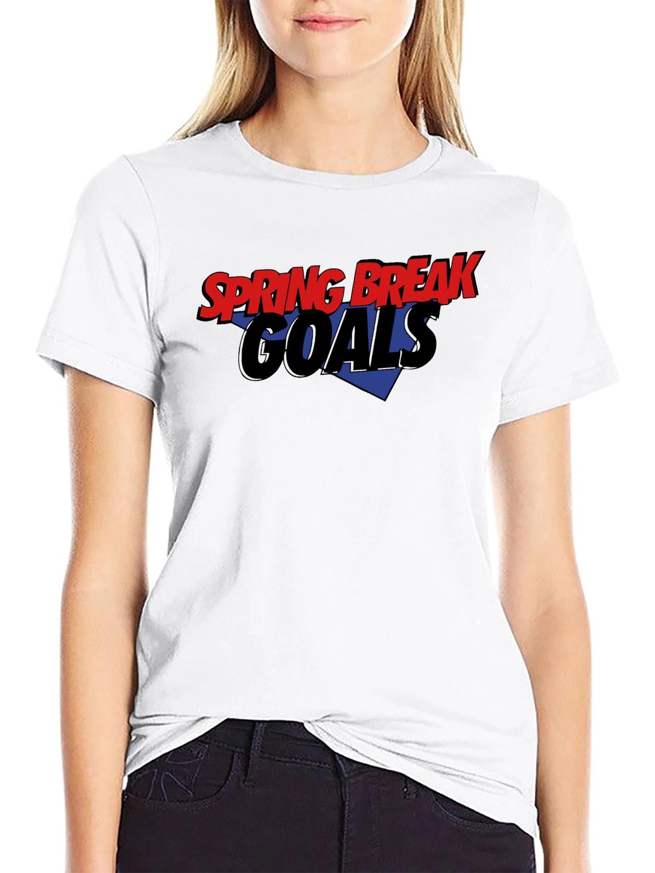 Spring Break Goals Black Graphic T-Shirt