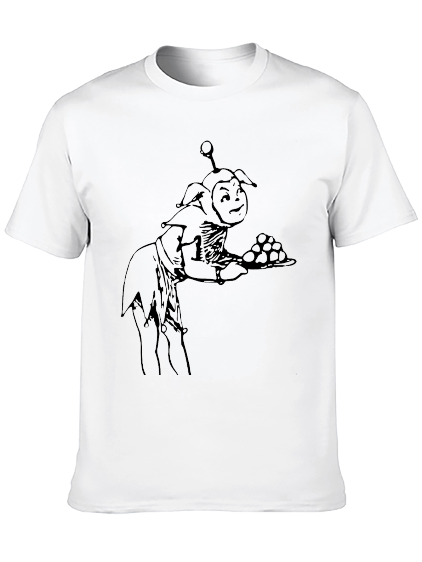 Whimsical Goblin Server Graphic Tee - Black Cotton Blend