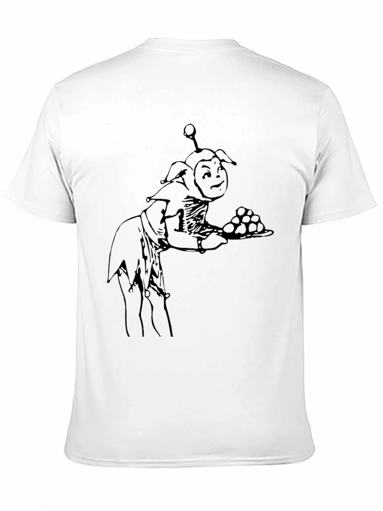 Whimsical Goblin Server Graphic Tee - Black Cotton Blend
