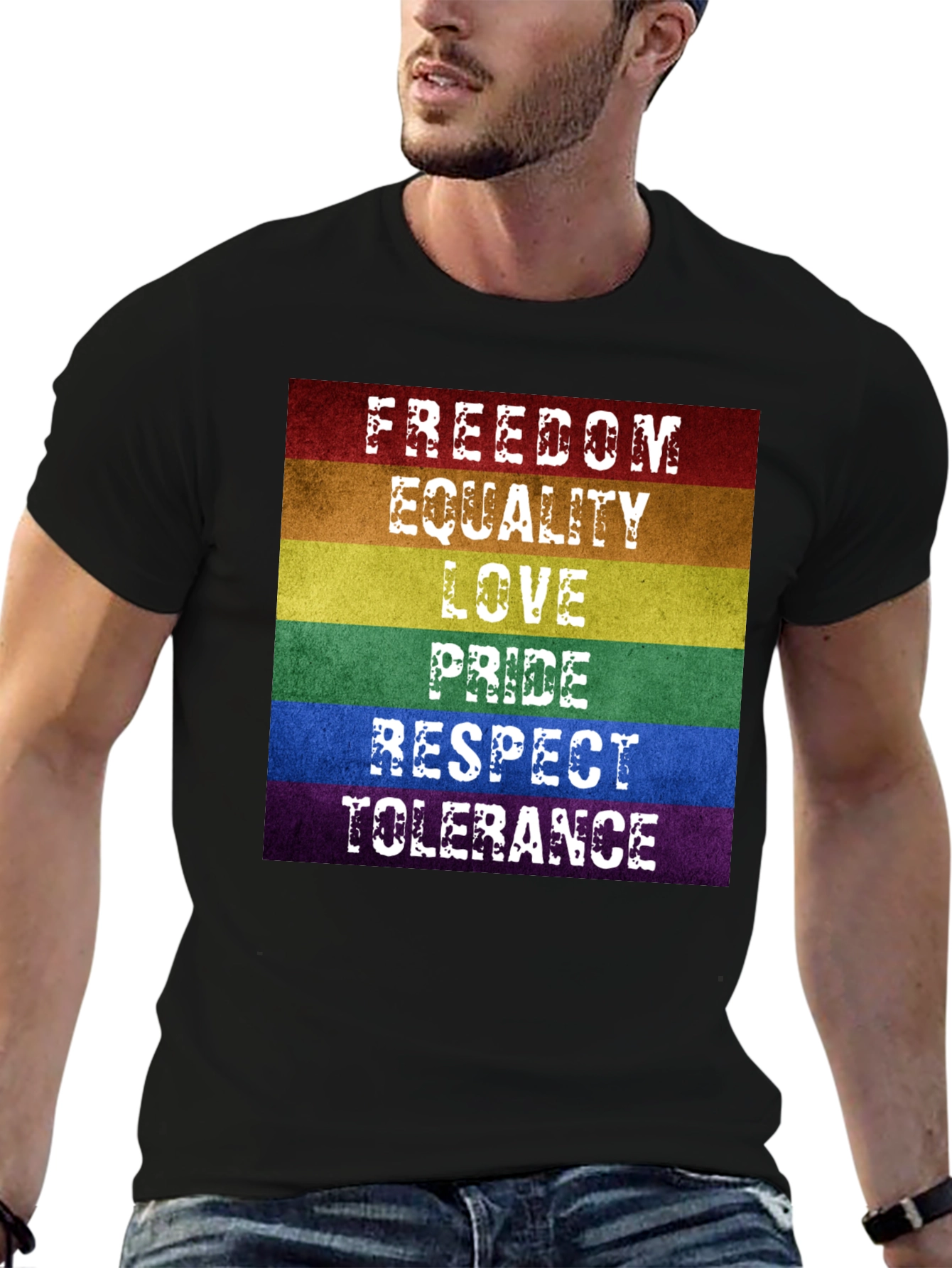 LGBTQ+ Pride Rainbow T-Shirt - Freedom Love Equality