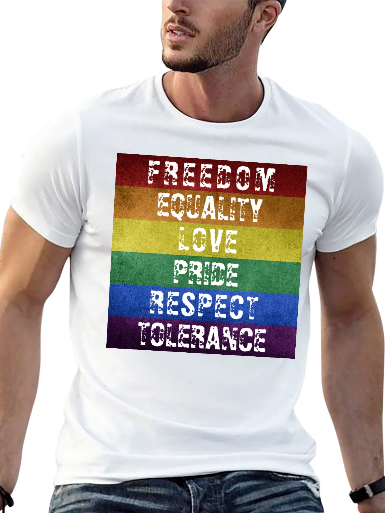 LGBTQ+ Pride Rainbow T-Shirt - Freedom Love Equality