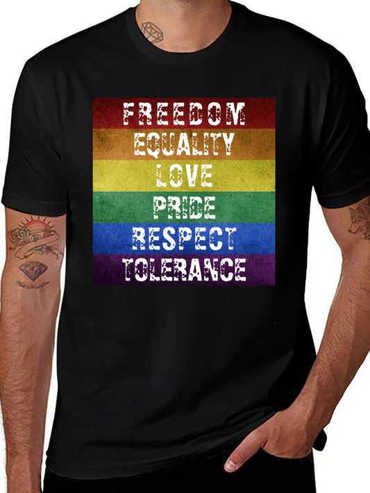 LGBTQ+ Pride Rainbow T-Shirt - Freedom Love Equality
