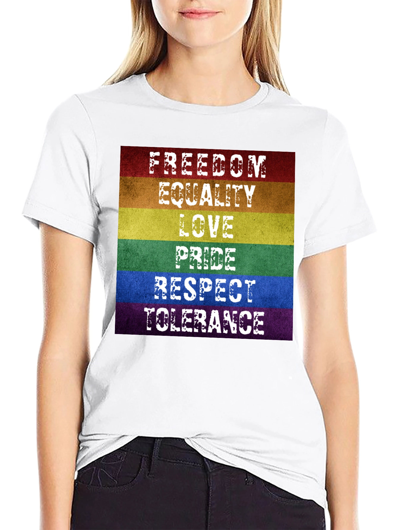 LGBTQ+ Pride Rainbow T-Shirt - Freedom Love Equality
