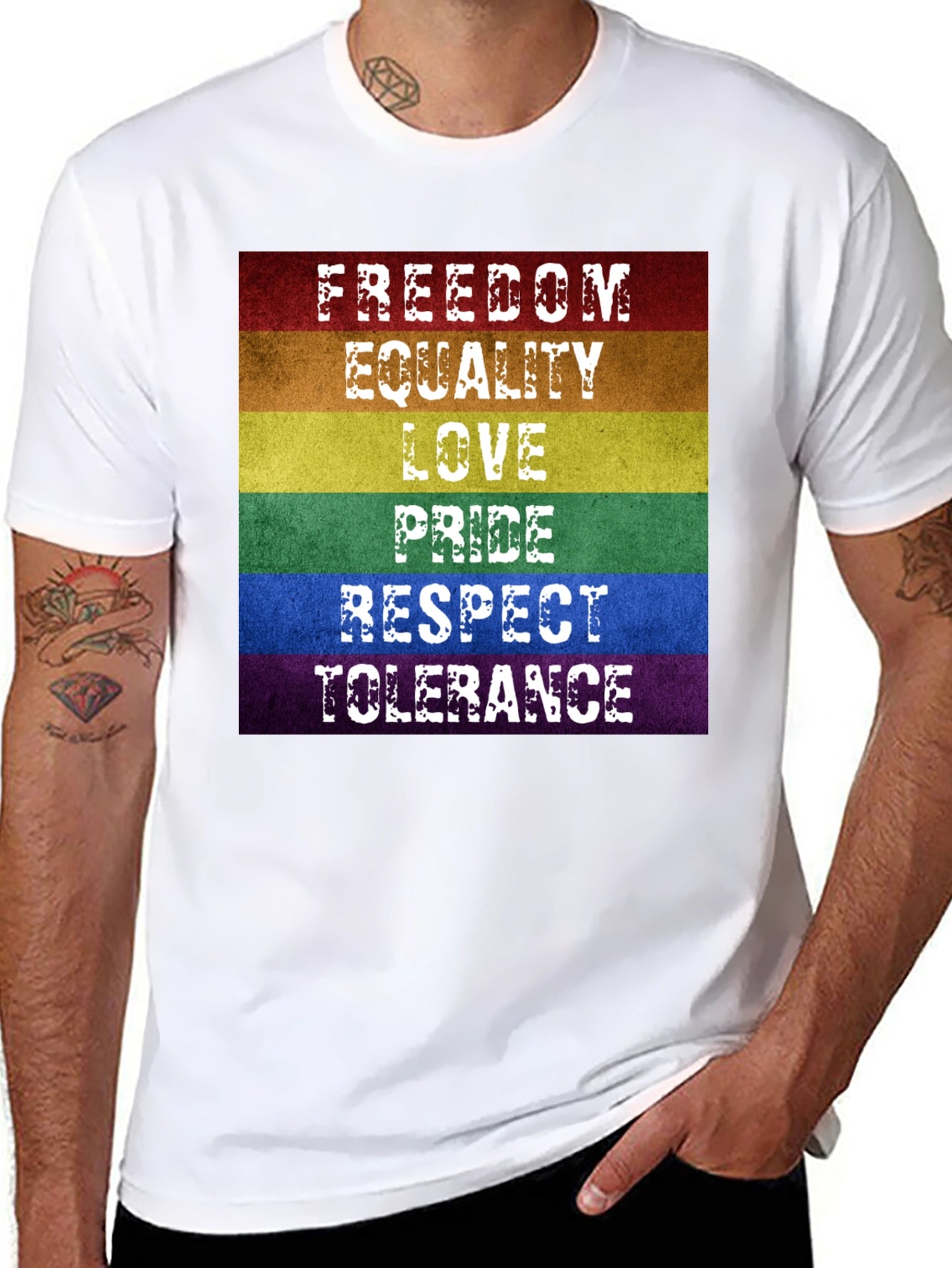 LGBTQ+ Pride Rainbow T-Shirt - Freedom Love Equality
