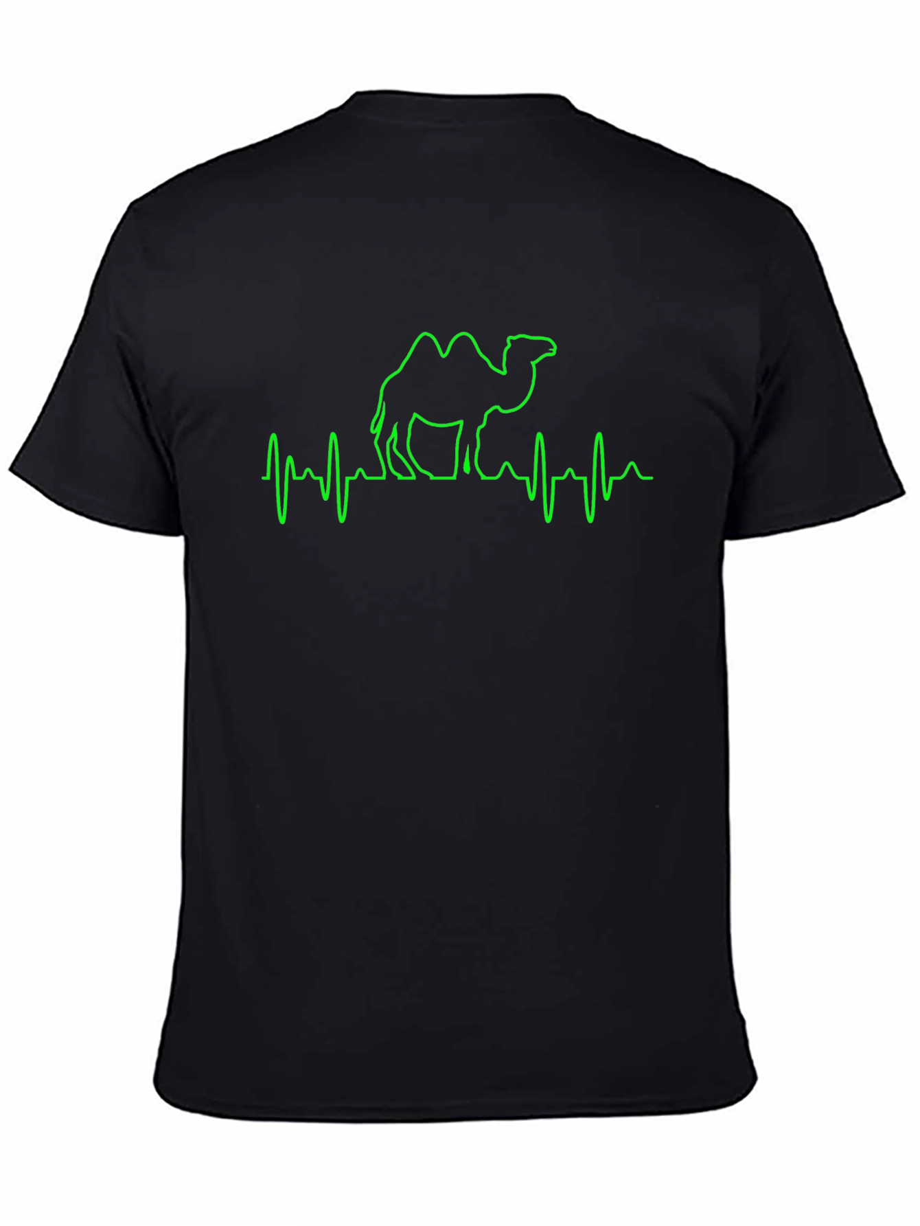 Camel Heartbeat Graphic Tee - Black Cotton T-Shirt