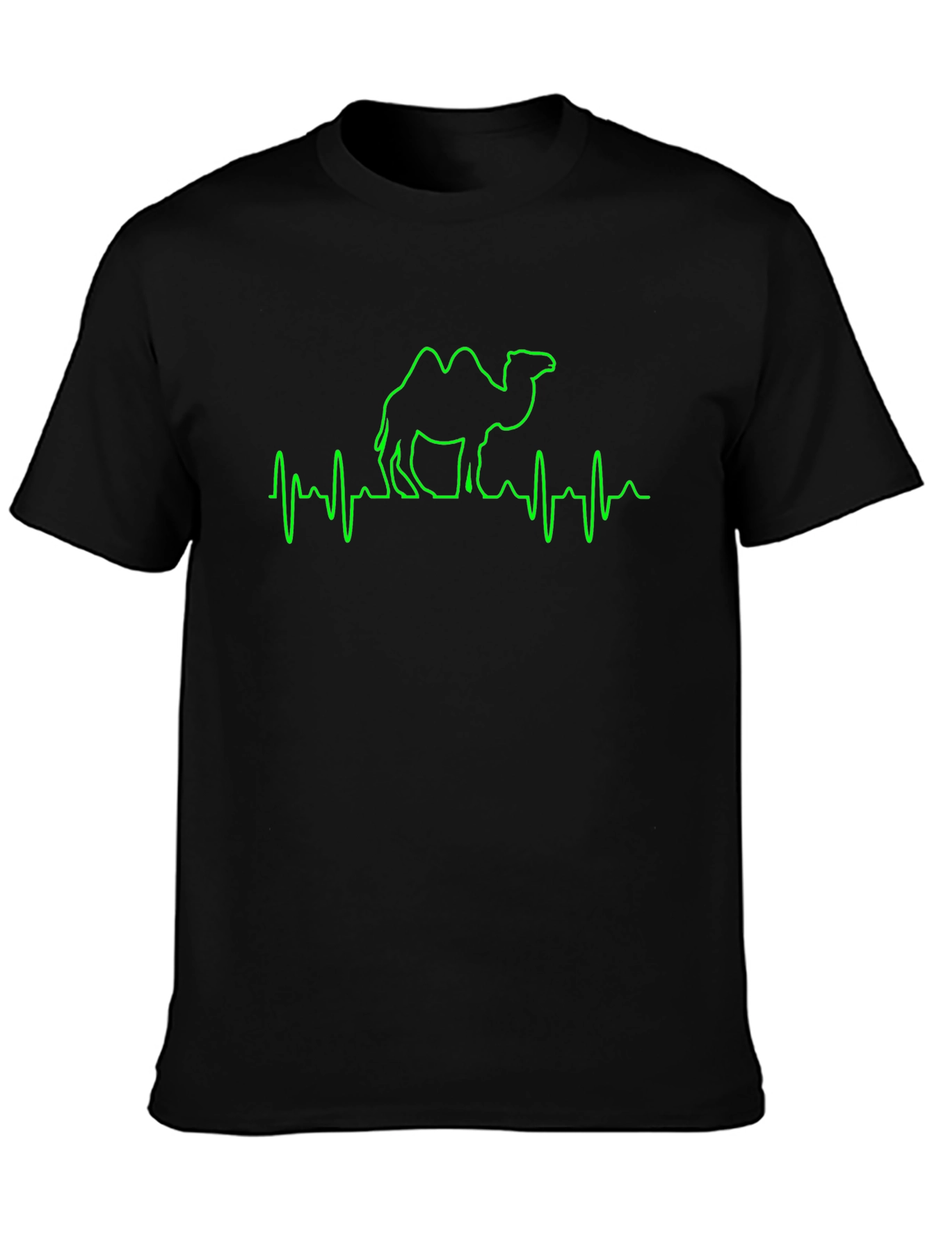 Camel Heartbeat Graphic Tee - Black Cotton T-Shirt