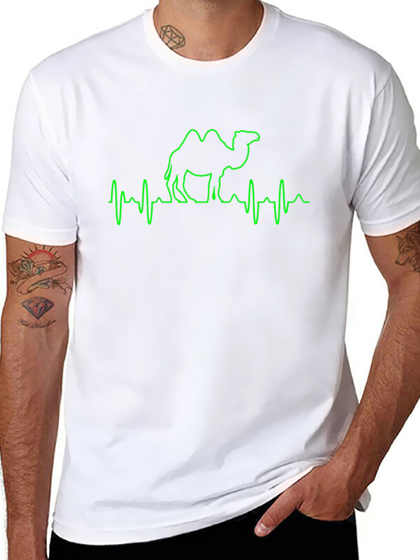 Camel Heartbeat Graphic Tee - Black Cotton T-Shirt