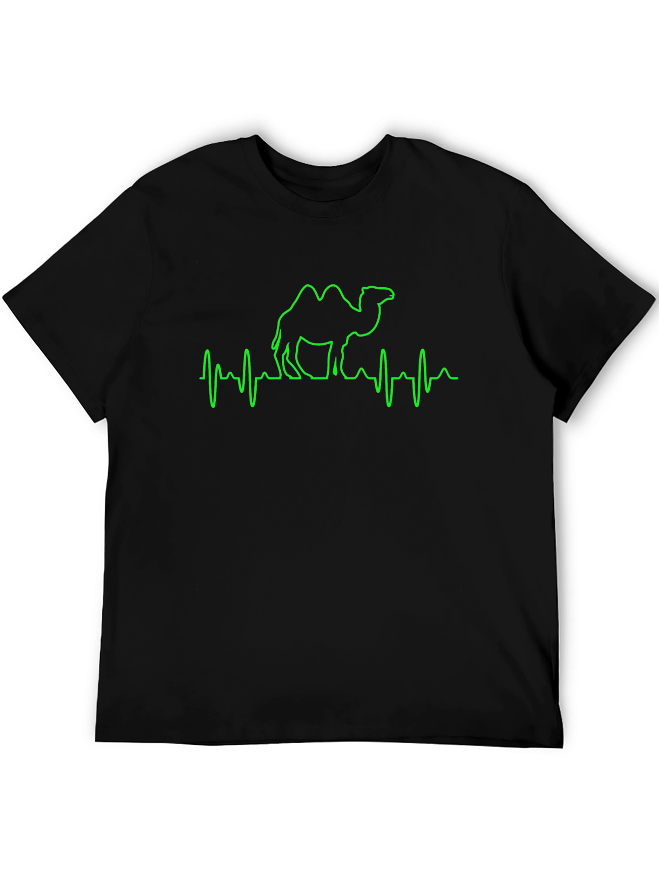 Camel Heartbeat Graphic Tee - Black Cotton T-Shirt