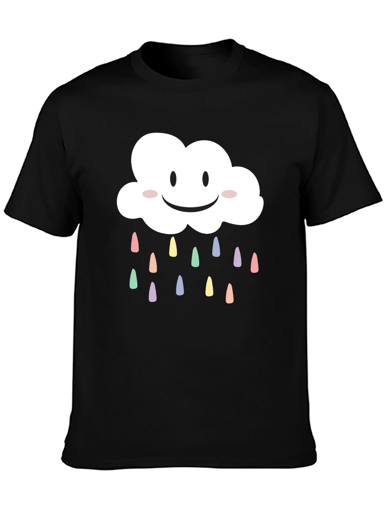 Cute Smiling Cloud T-Shirt - Pastel Rain Drops