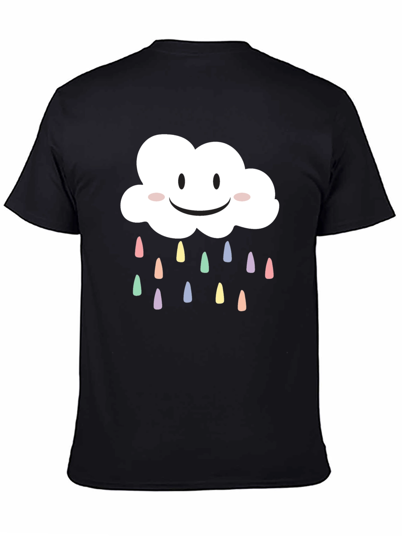 Cute Smiling Cloud T-Shirt - Pastel Rain Drops