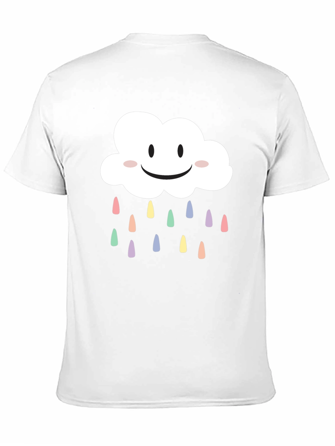 Cute Smiling Cloud T-Shirt - Pastel Rain Drops