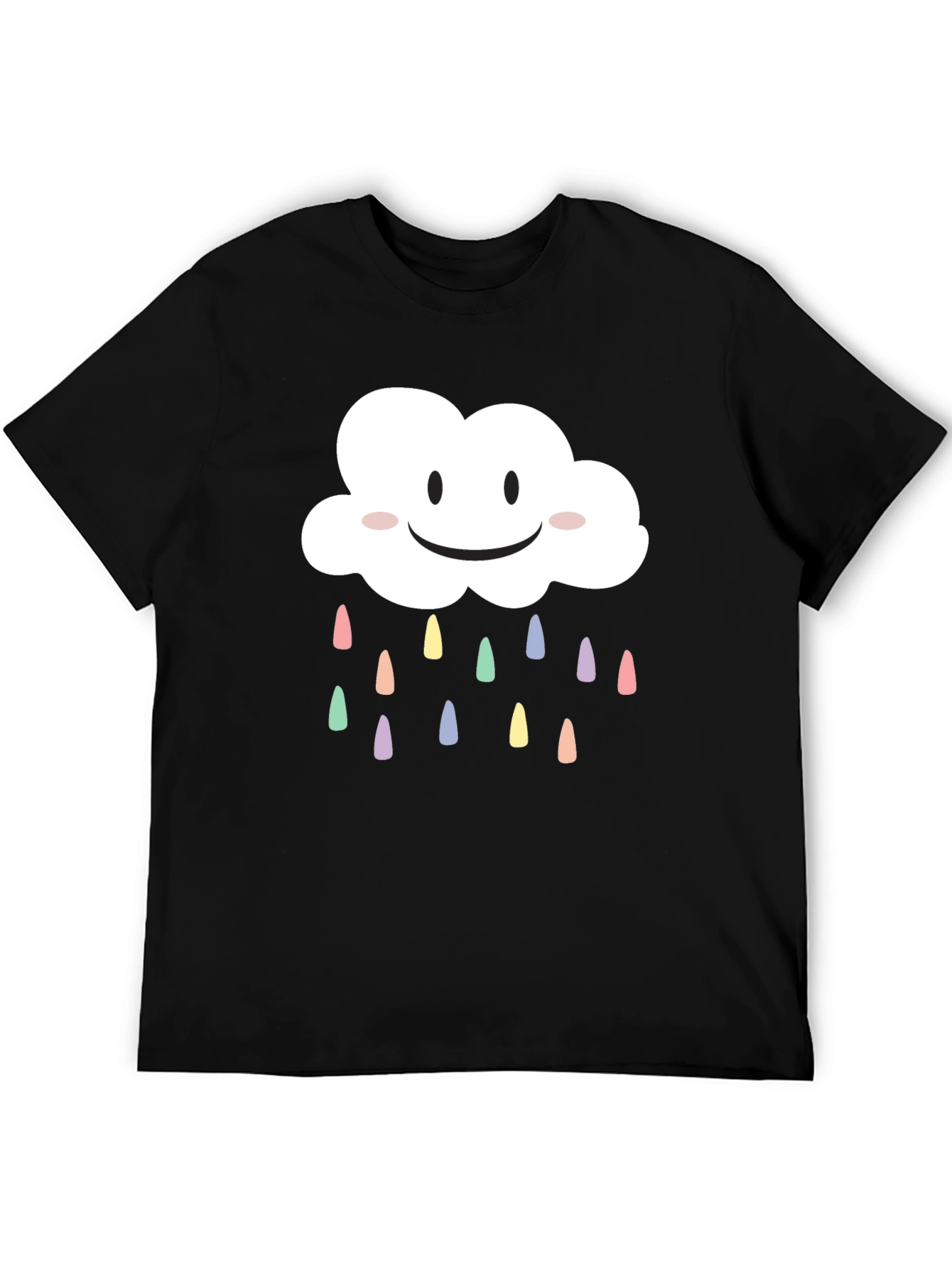 Cute Smiling Cloud T-Shirt - Pastel Rain Drops