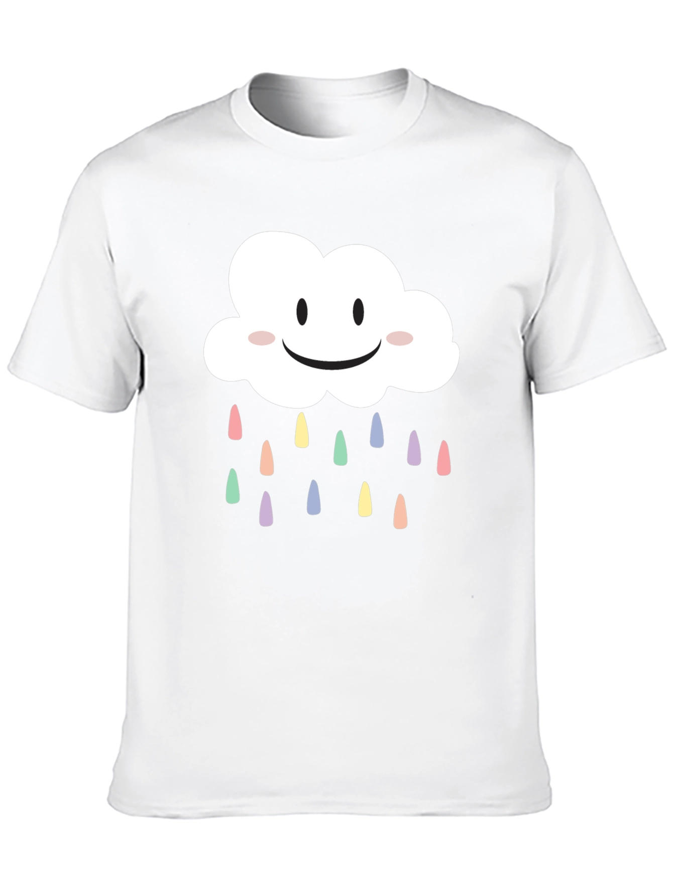 Cute Smiling Cloud T-Shirt - Pastel Rain Drops