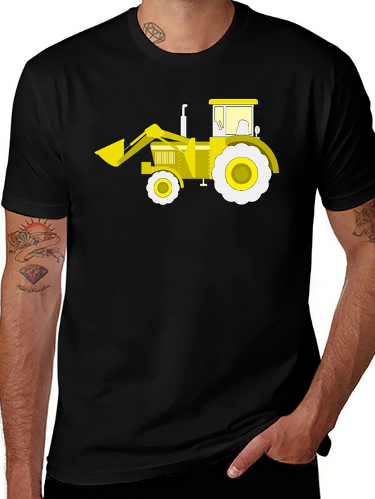 Tractor Graphic Tee - Black Cotton Crew Neck