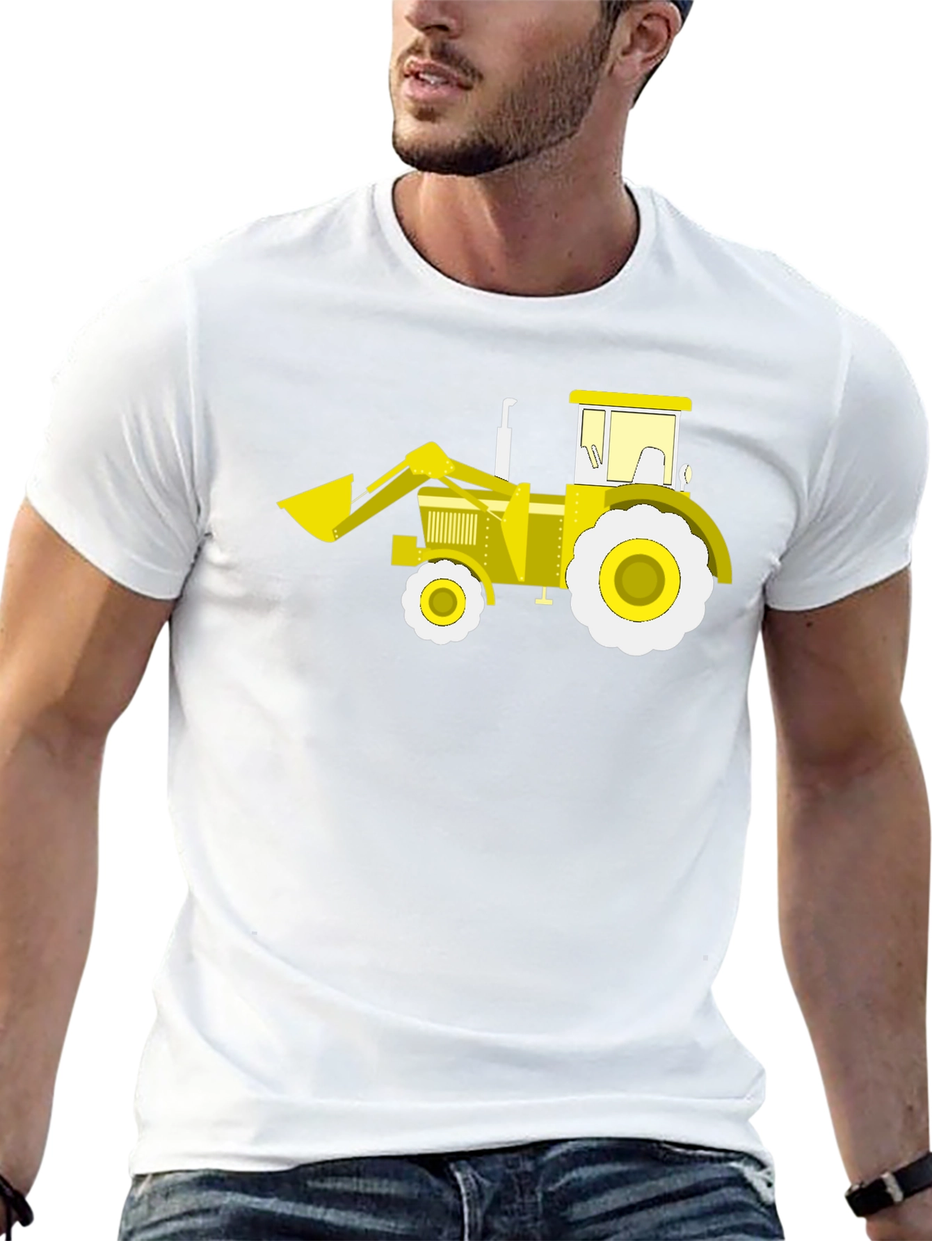 Tractor Graphic Tee - Black Cotton Crew Neck