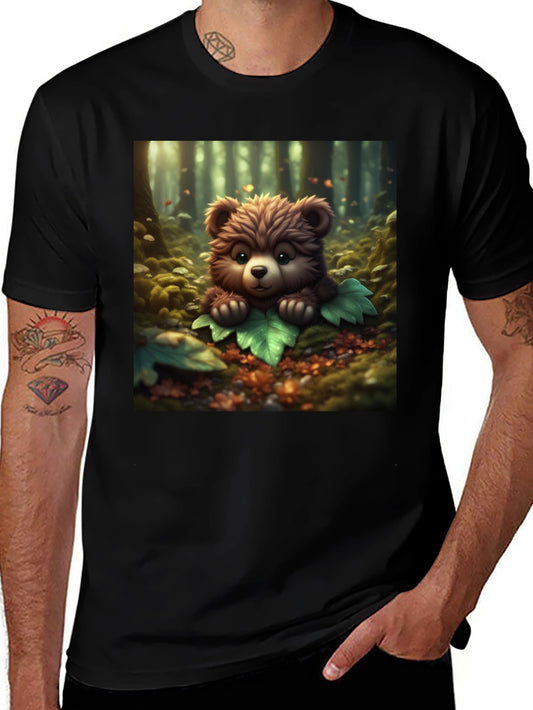 Cute Bear Graphic Tee - Black