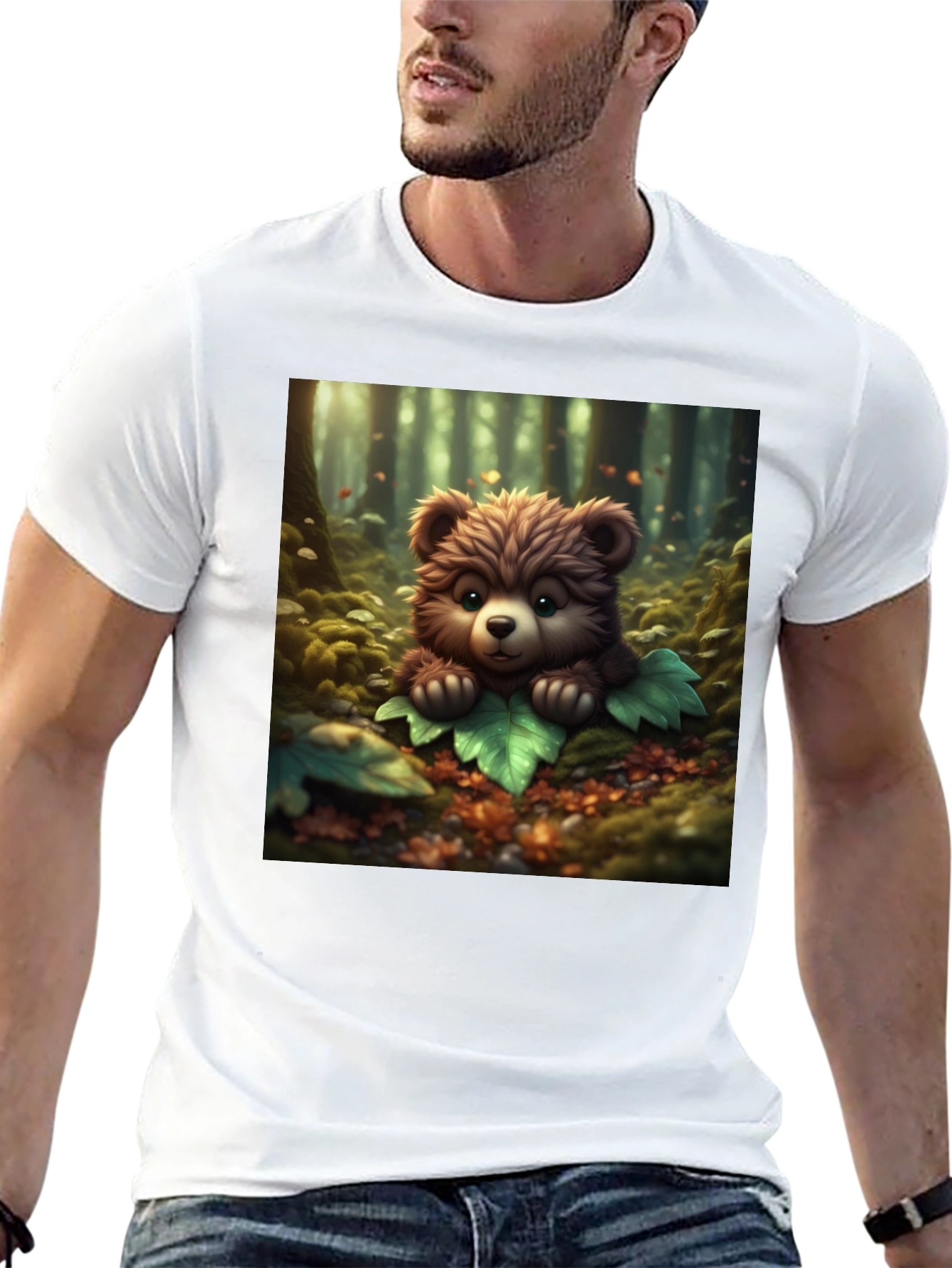 Cute Bear Graphic Tee - Black