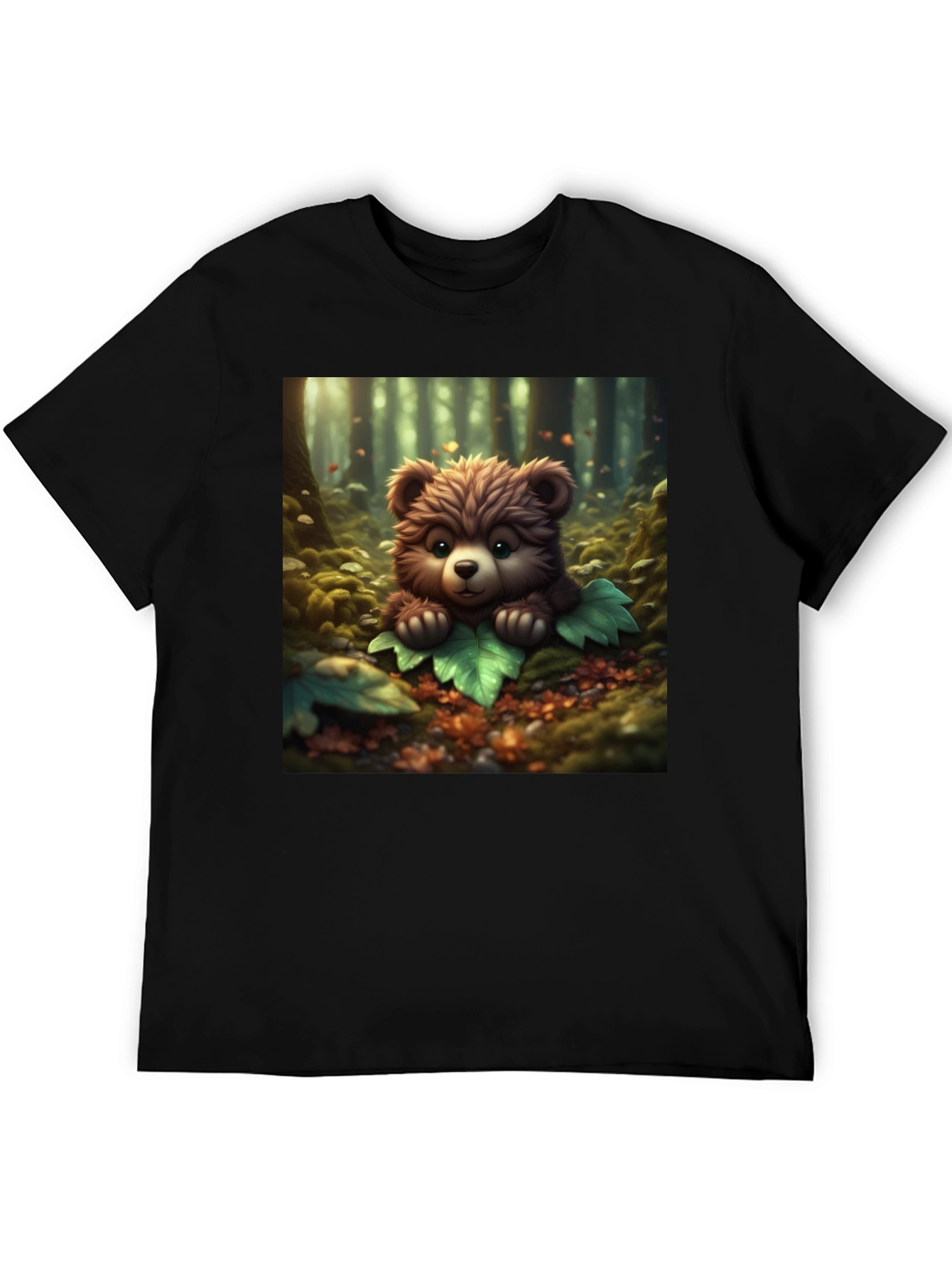 Cute Bear Graphic Tee - Black