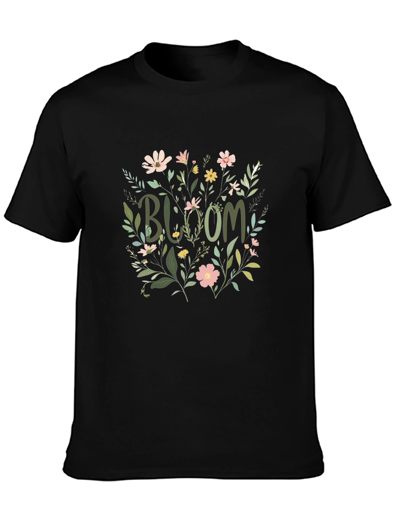 Bloom Floral Graphic T-Shirt - Black Cotton Tee