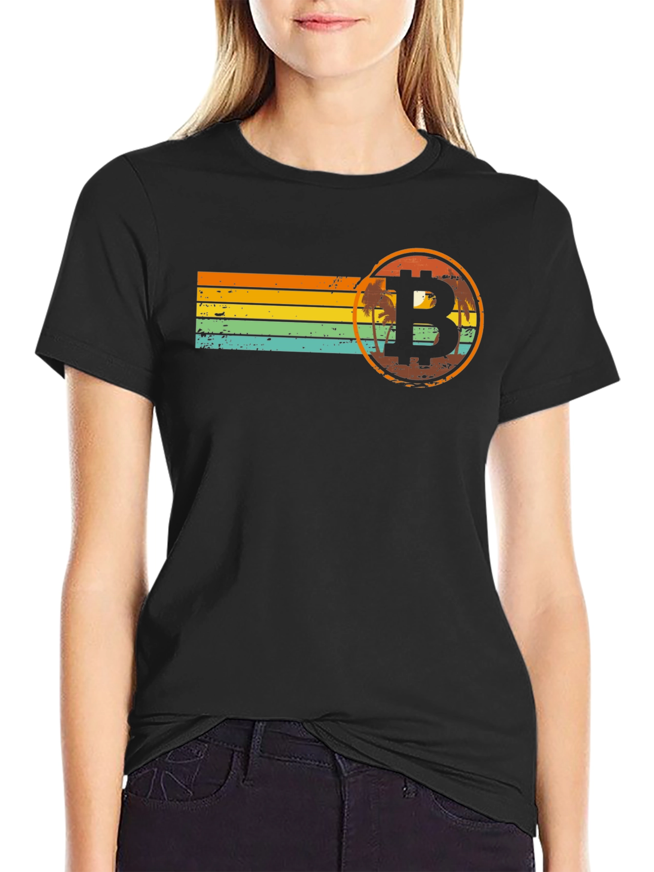 Bitcoin Sunset Retro T-Shirt