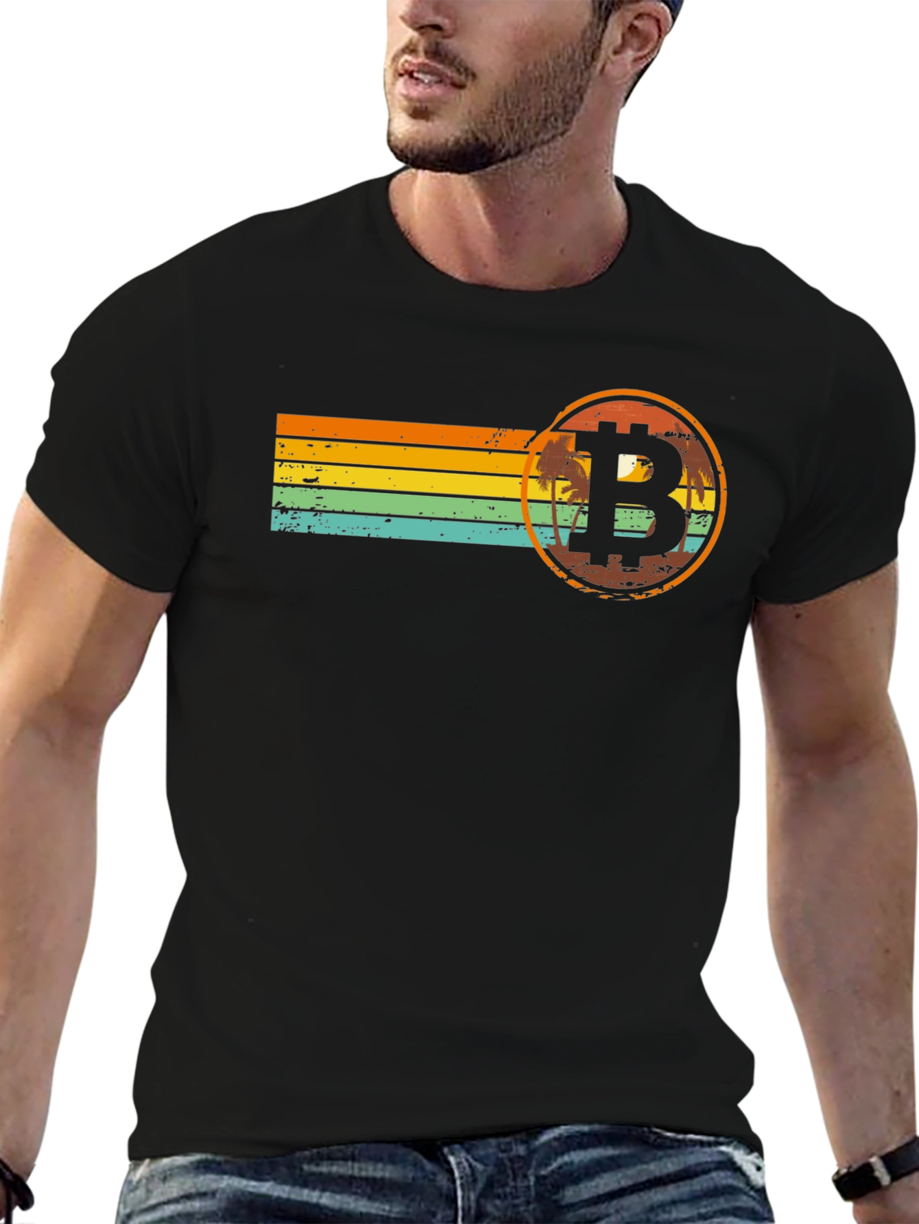 Bitcoin Sunset Retro T-Shirt