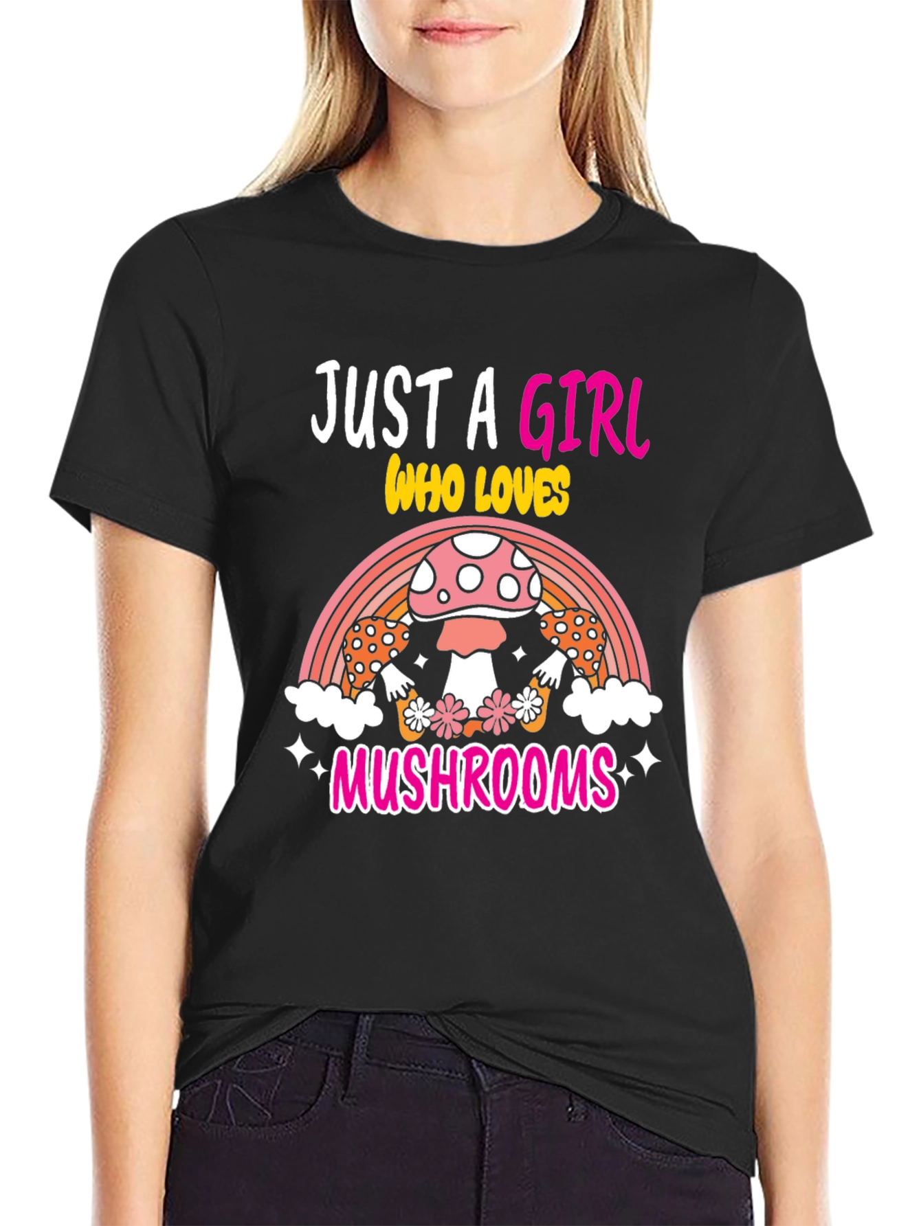 Girl Who Loves Mushrooms Graphic Tee