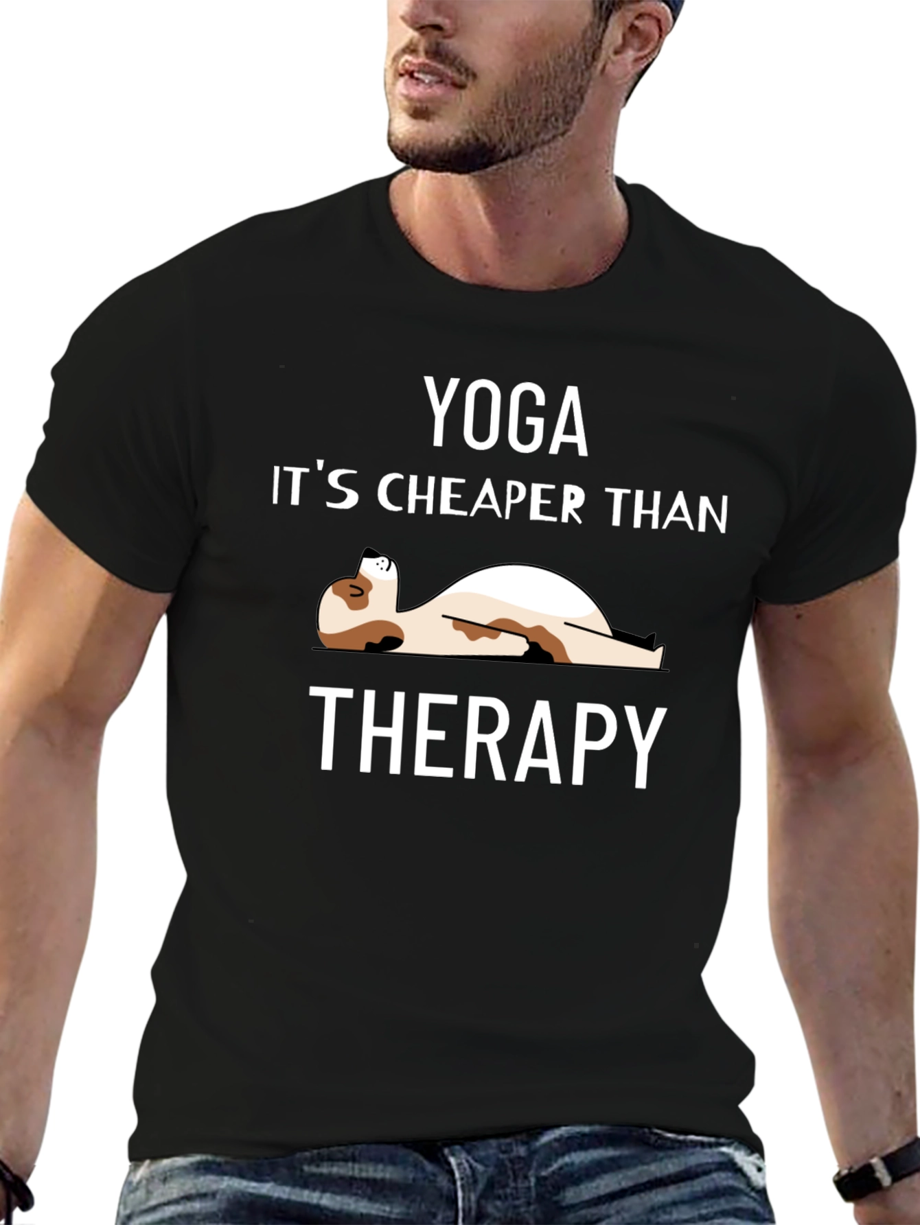 Yoga Cheaper Than Therapy Black T-Shirt
