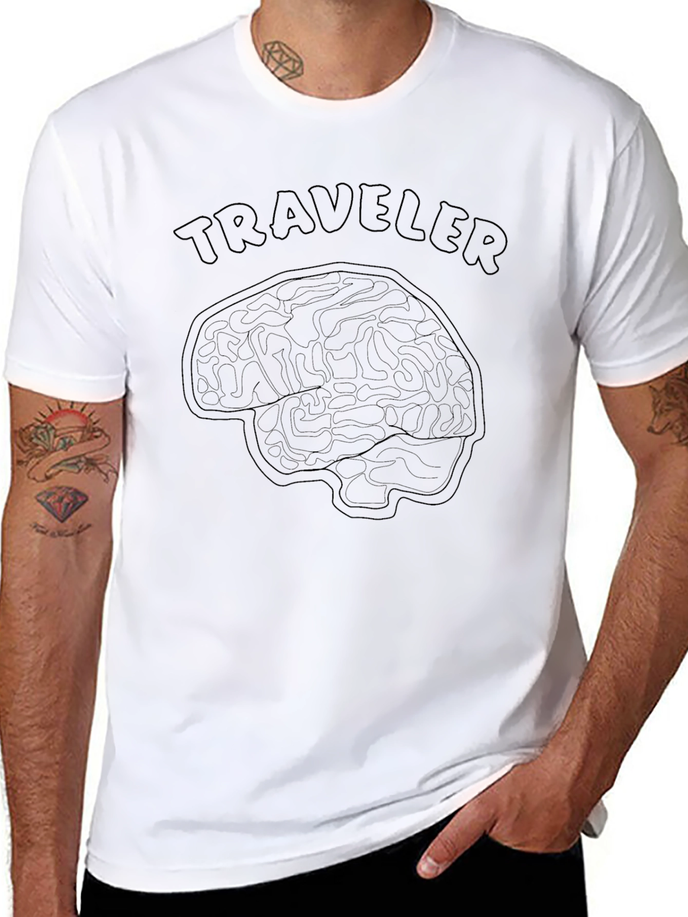 Traveler Brain Graphic Tee - Unisex Black T-Shirt