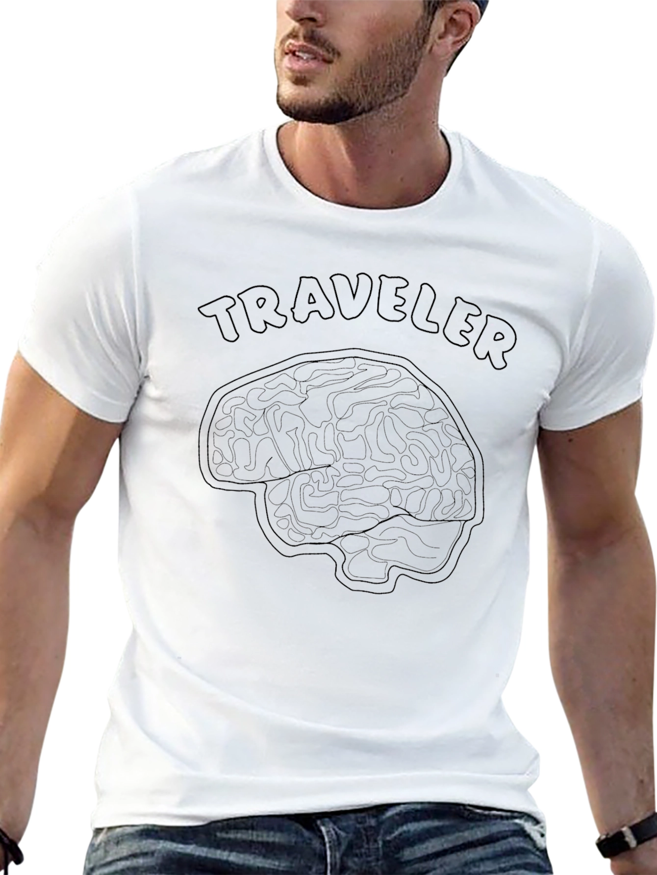 Traveler Brain Graphic Tee - Unisex Black T-Shirt