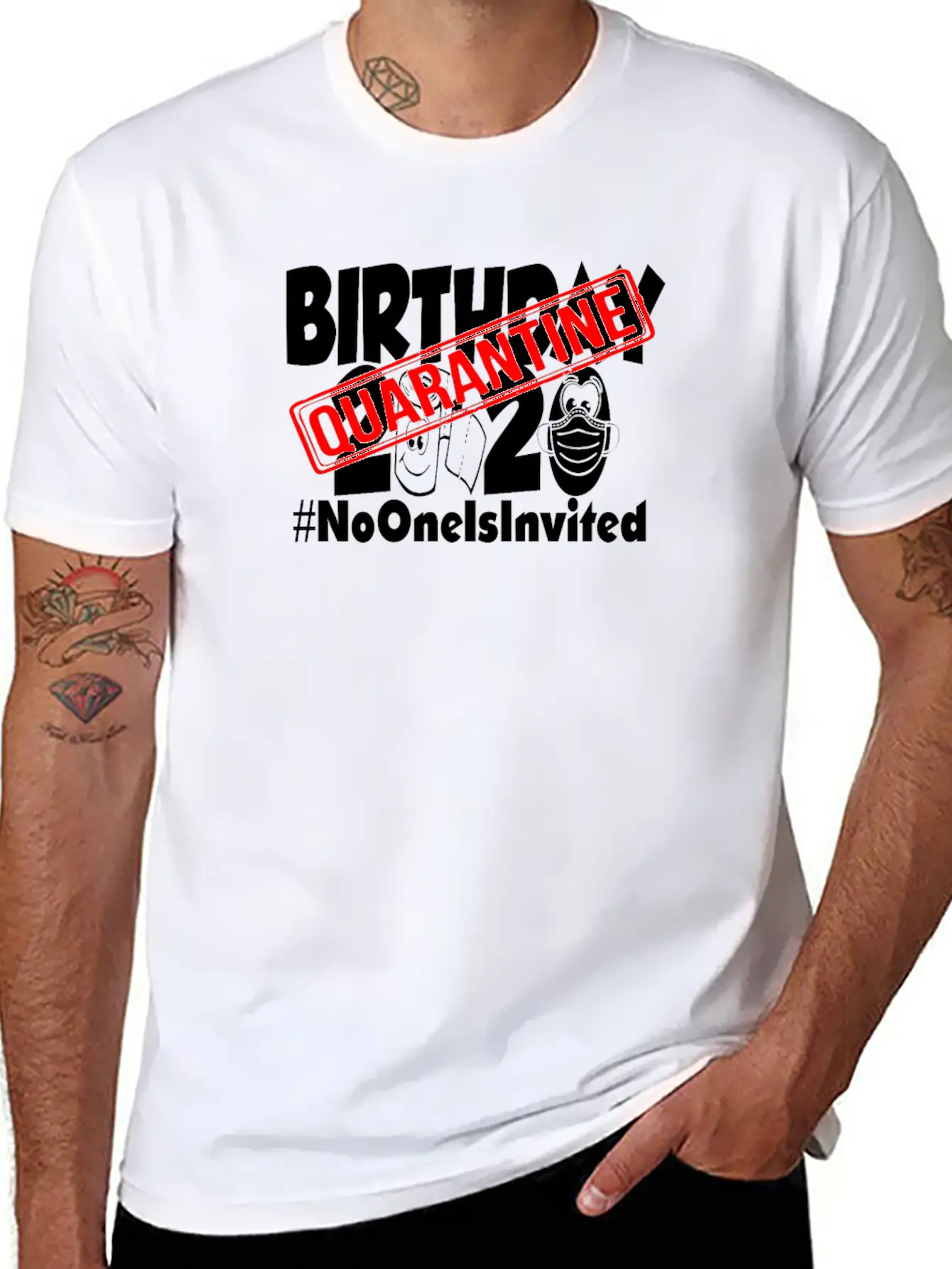 Quarantine Birthday 2020 No One Is Invited Unisex Short Sleeve Soft Cotton T-Shirt – Casual Everyday Wear