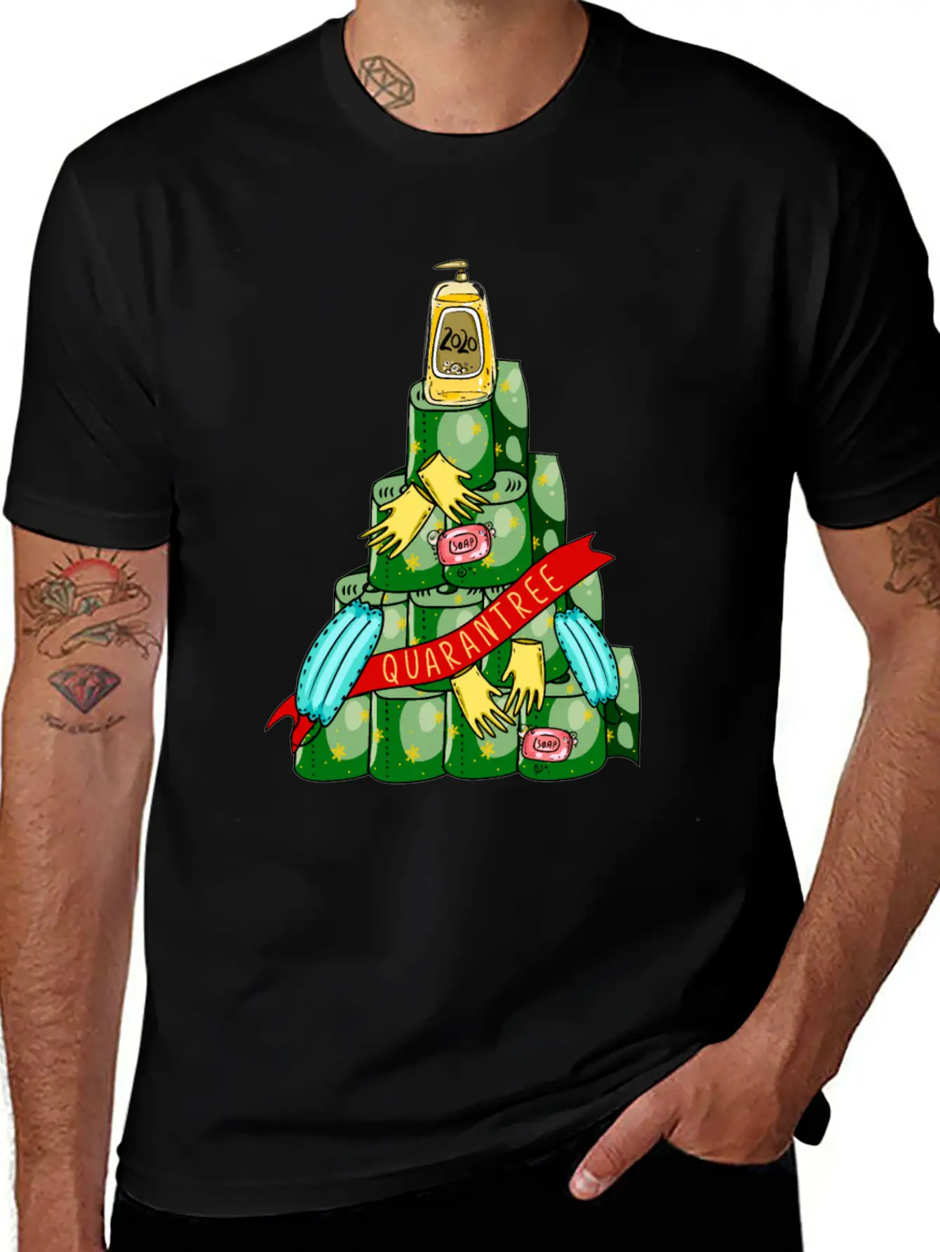 Quarantree 2020 Quarantine Christmas Tree Stylish Everyday T-Shirt – Unisex Basic Cotton Tee
