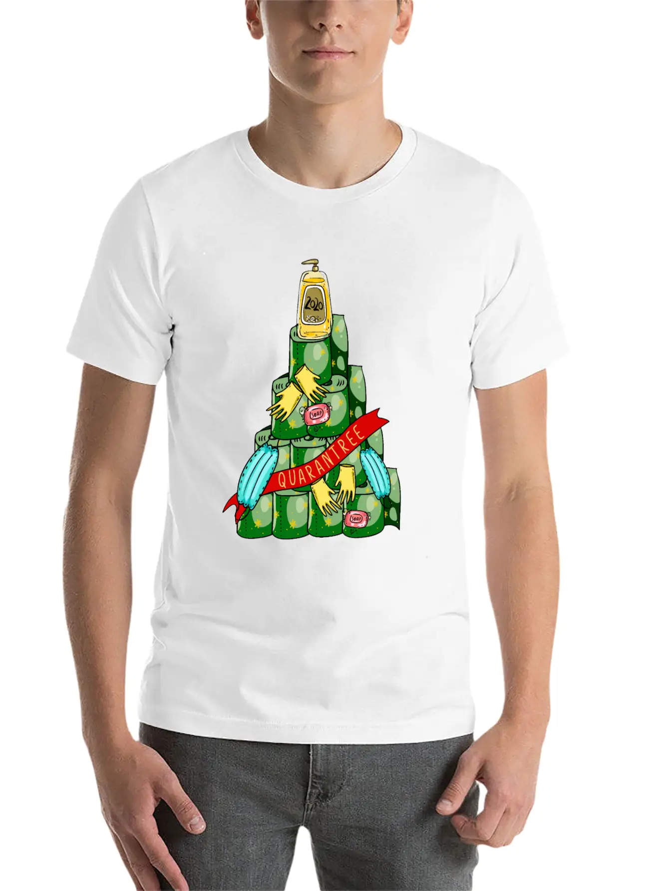 Quarantree 2020 Quarantine Christmas Tree Stylish Everyday T-Shirt – Unisex Basic Cotton Tee