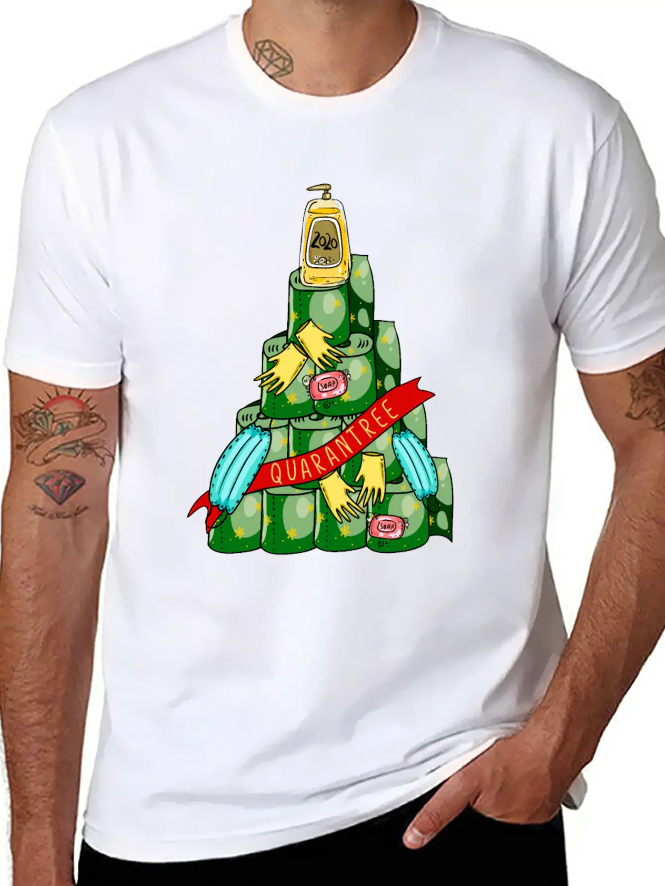 Quarantree 2020 Quarantine Christmas Tree Stylish Everyday T-Shirt – Unisex Basic Cotton Tee