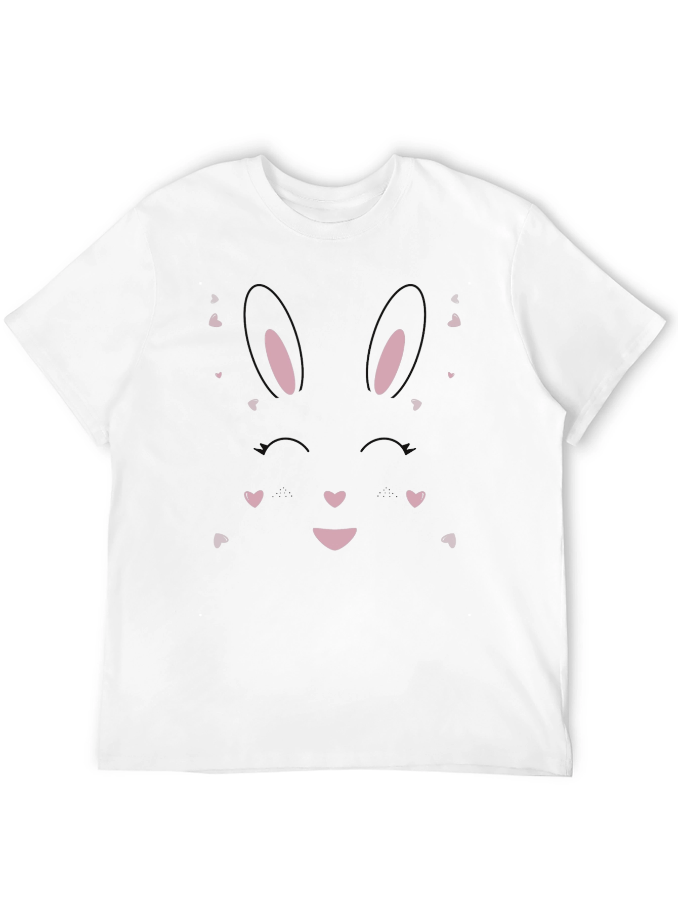 Cute Bunny Face Graphic Tee - Black